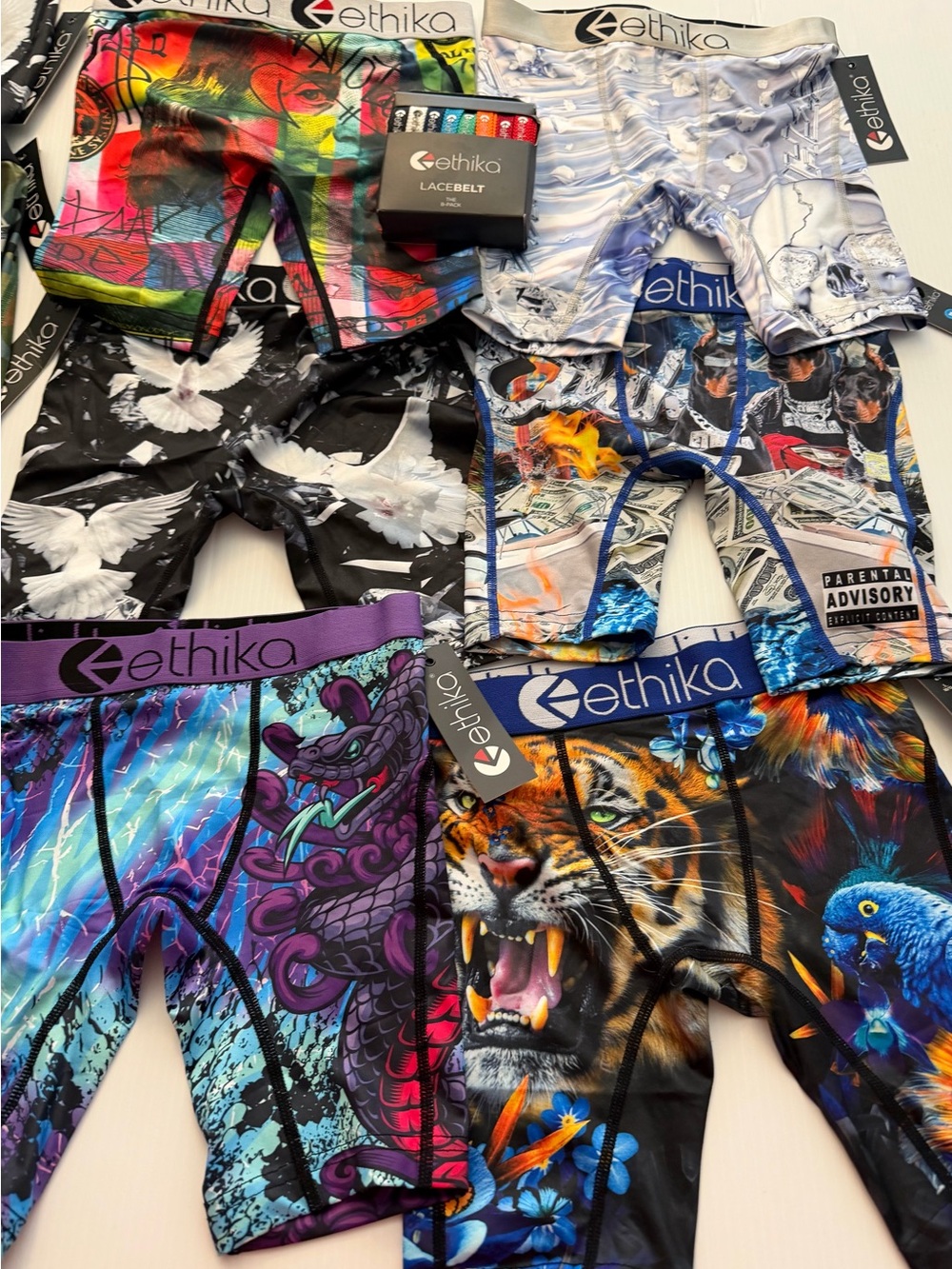 ethika Kids Boxer Briefs Set - Black, White, Green, Multicolor Prints - Picture 3 of 5